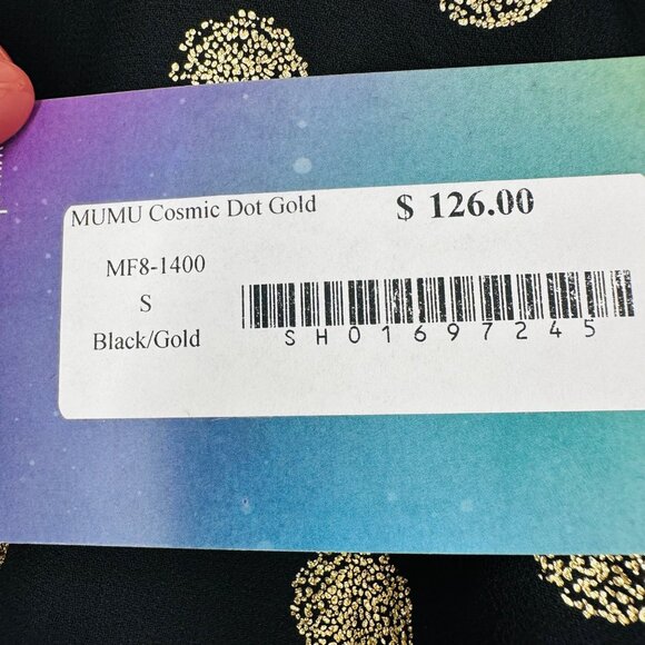 Show Me Your Mumu Cosmic Polka Dot Black Gold Long Bell Sleeve Mackenzie Top S - Picture 10 of 10